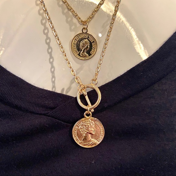 3-Layer Gold Coin Necklace - Picture 2 of 8